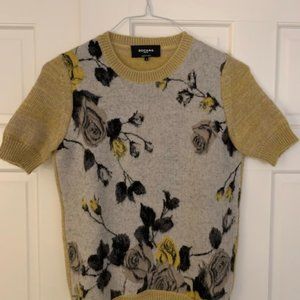 ROCHAS FLORAL SHORT-SLEEVE SWEATER